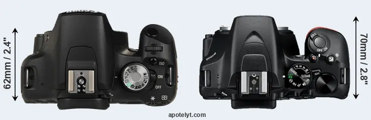 Compare T1i versus D3500 top