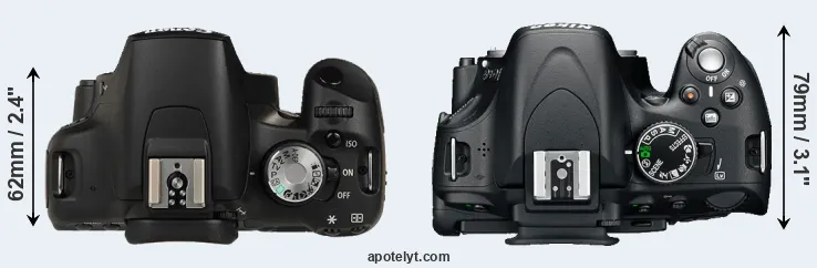 Compare T1i versus D5100 top
