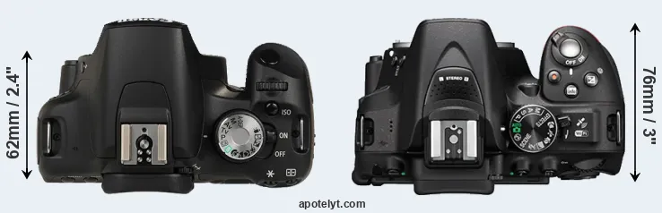 Compare T1i versus D5300 top