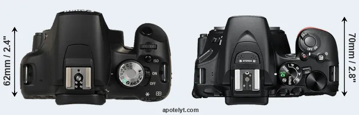 Compare T1i versus D5600 top