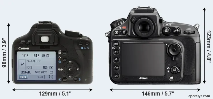 Comparison T1i or D800 rear