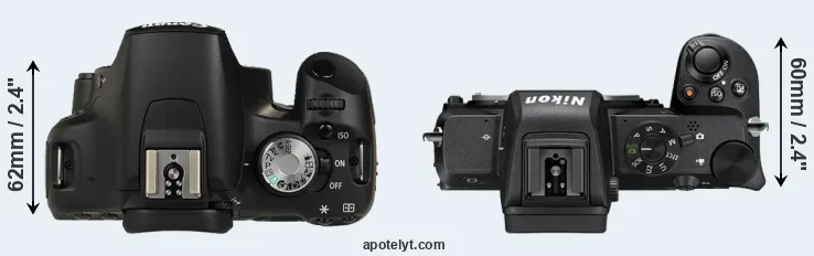 Compare T1i versus Z50 top