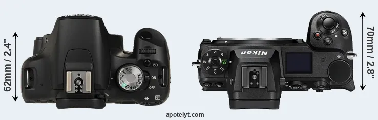 Compare T1i versus Z6 II top