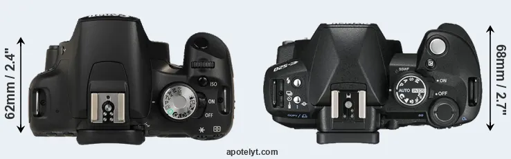 Compare T1i versus E-520 top