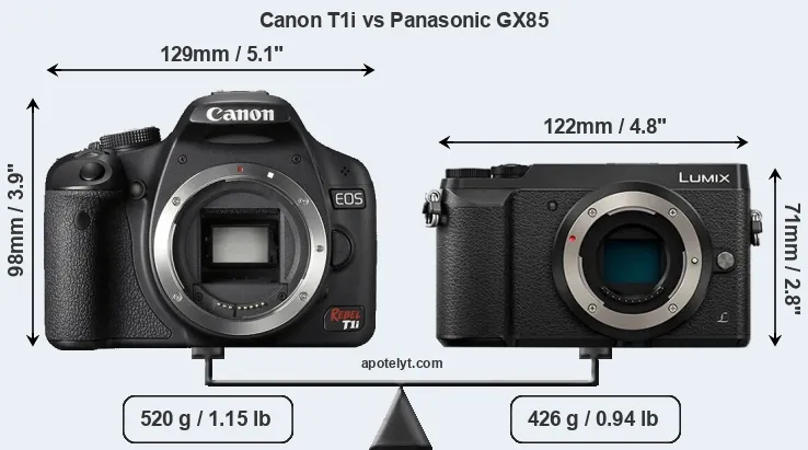 Size Canon T1i vs Panasonic GX85