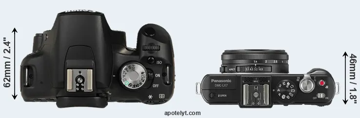 Compare T1i versus LX7 top