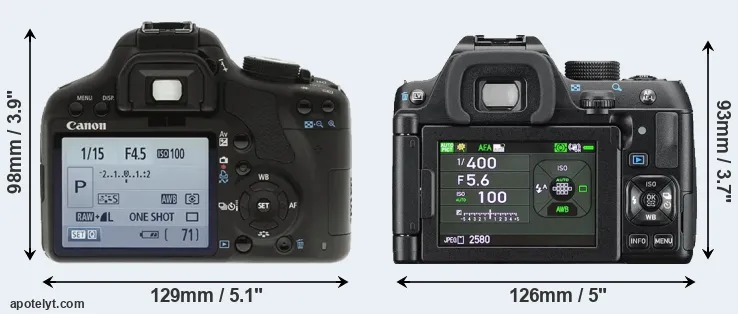 Comparison T1i or K-70 rear