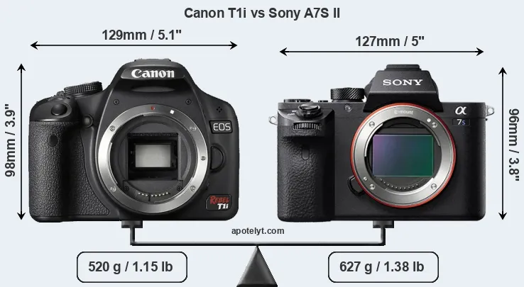 Size Canon T1i vs Sony A7S II