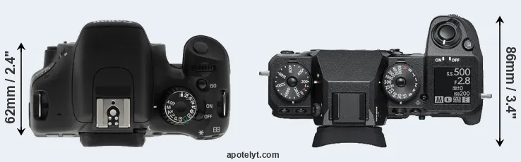 Compare T2i versus X-H1 top