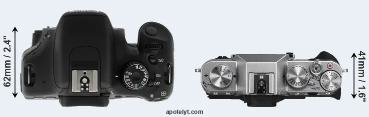 Compare T2i versus X-T10 top