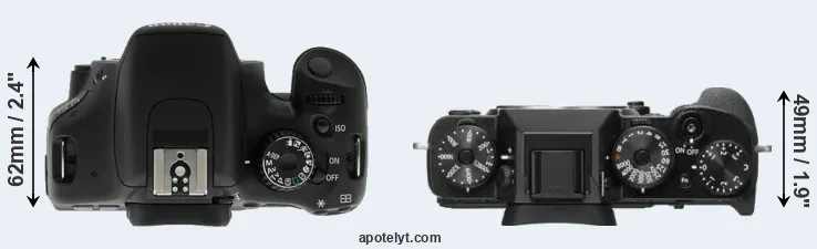 Compare T2i versus X-T2 top