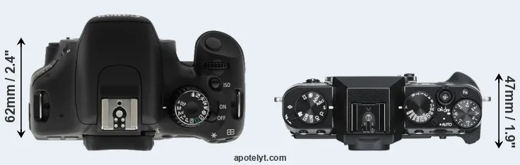 Compare T2i versus X-T30 top