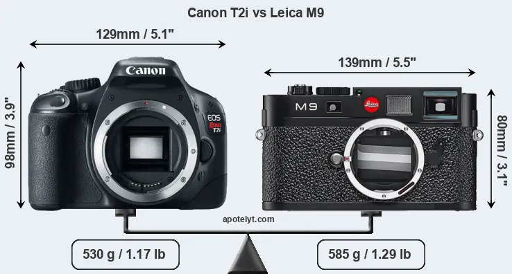 Size Canon T2i vs Leica M9