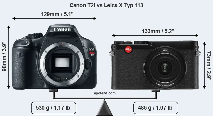 Size Canon T2i vs Leica X Typ 113