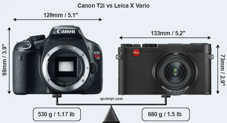 Size Canon T2i vs Leica X Vario