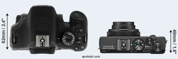 Compare T2i versus Coolpix A top