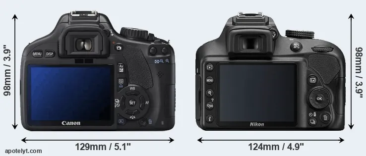 Comparison T2i or D3400 rear