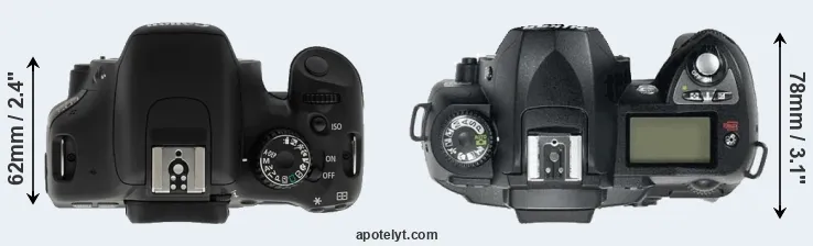 Compare T2i versus D70 top