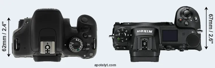 Compare T2i versus Z7 top