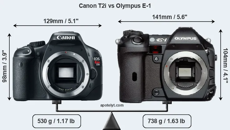 Size Canon T2i vs Olympus E-1