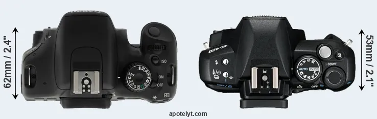 Compare T2i versus E-420 top