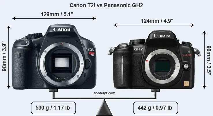 Size Canon T2i vs Panasonic GH2