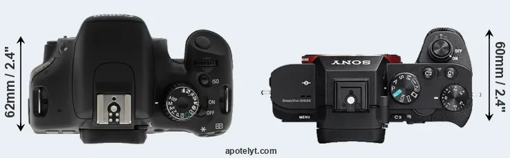 Compare T2i versus A7 II top