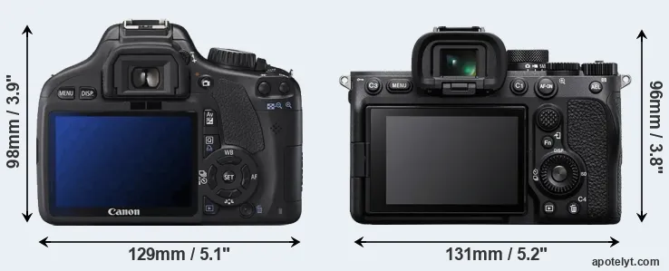 Comparison T2i or A7 IV rear