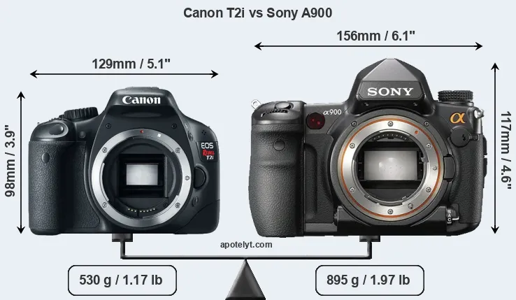 Size Canon T2i vs Sony A900