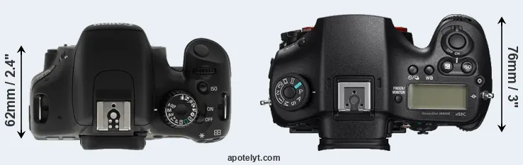 Compare T2i versus A99 II top