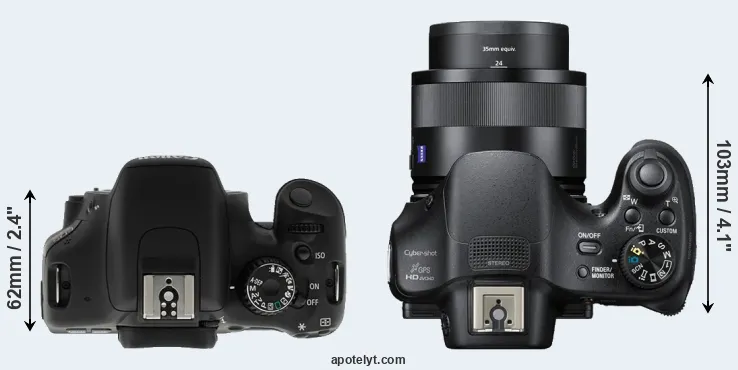 Compare T2i versus HX400V top