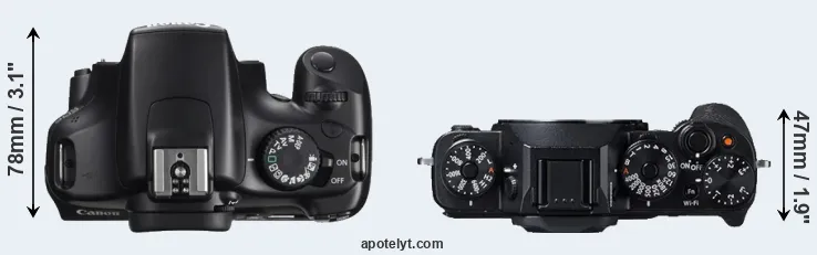 Compare T3 versus X-T1 top