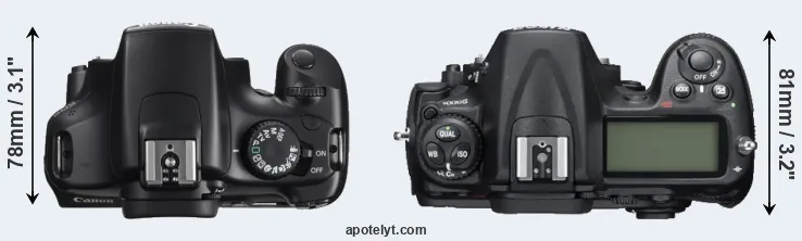 Compare T3 versus D300S top