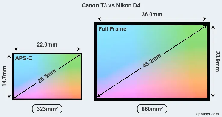 Canon T3 and Nikon D4 sensor measures