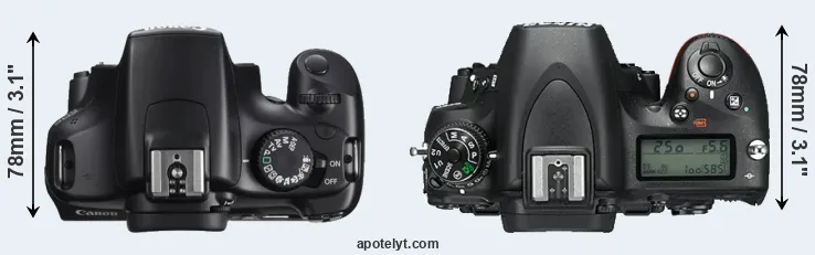 Compare T3 versus D750 top