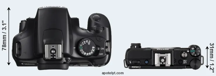 Compare T3 versus Pentax Q top