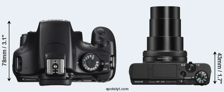 Compare T3 versus RX100 VII top