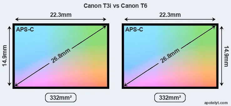 Canon T3i and Canon T6 sensor measures