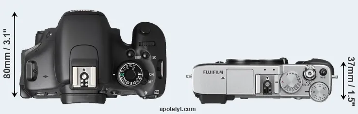 Compare T3i versus X-E2S top