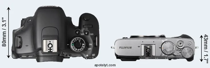Compare T3i versus X-E3 top