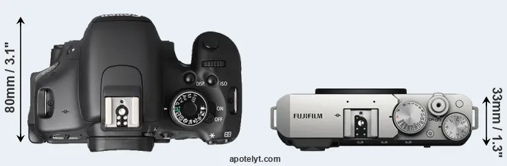 Compare T3i versus X-E4 top