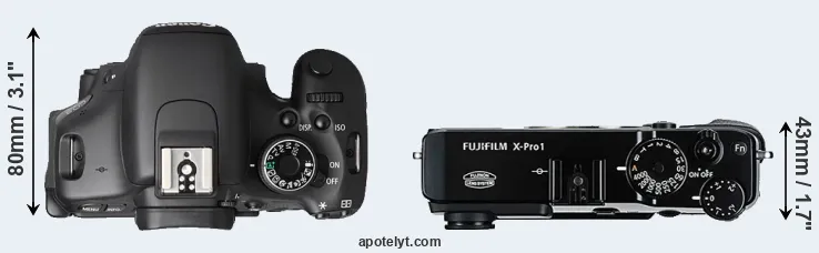 Compare T3i versus X-Pro1 top