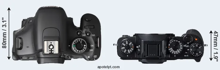 Compare T3i versus X-T1 top