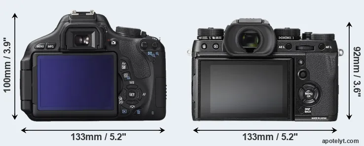 Comparison T3i or X-T2 rear