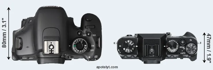 Compare T3i versus X-T30 top