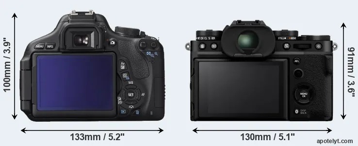 Comparison T3i or X-T5 rear