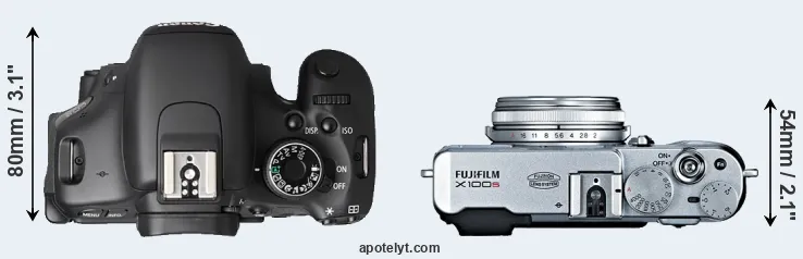 Compare T3i versus X100S top