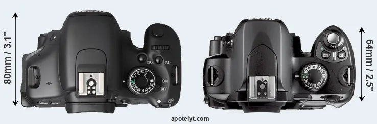 Compare T3i versus D40X top
