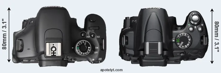 Compare T3i versus D5000 top