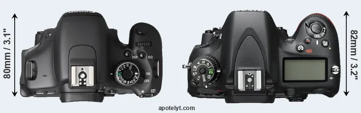 Compare T3i versus D600 top
